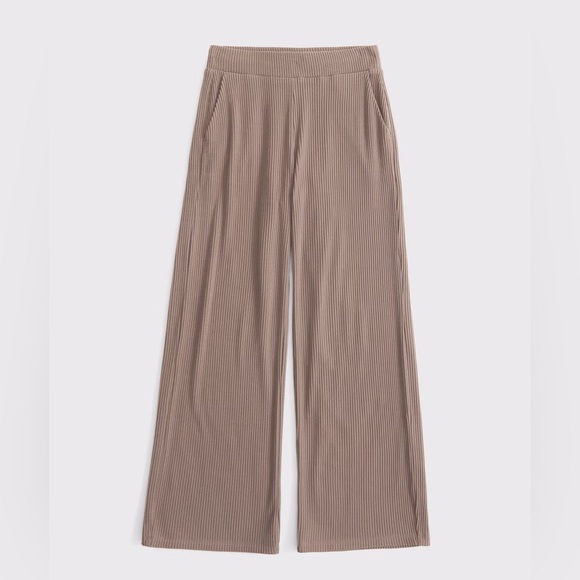 Abercrombie & Fitch Pants - Abercrombie and Fitch Brushed Rib Wide Leg Sweatpants Taupe Beige